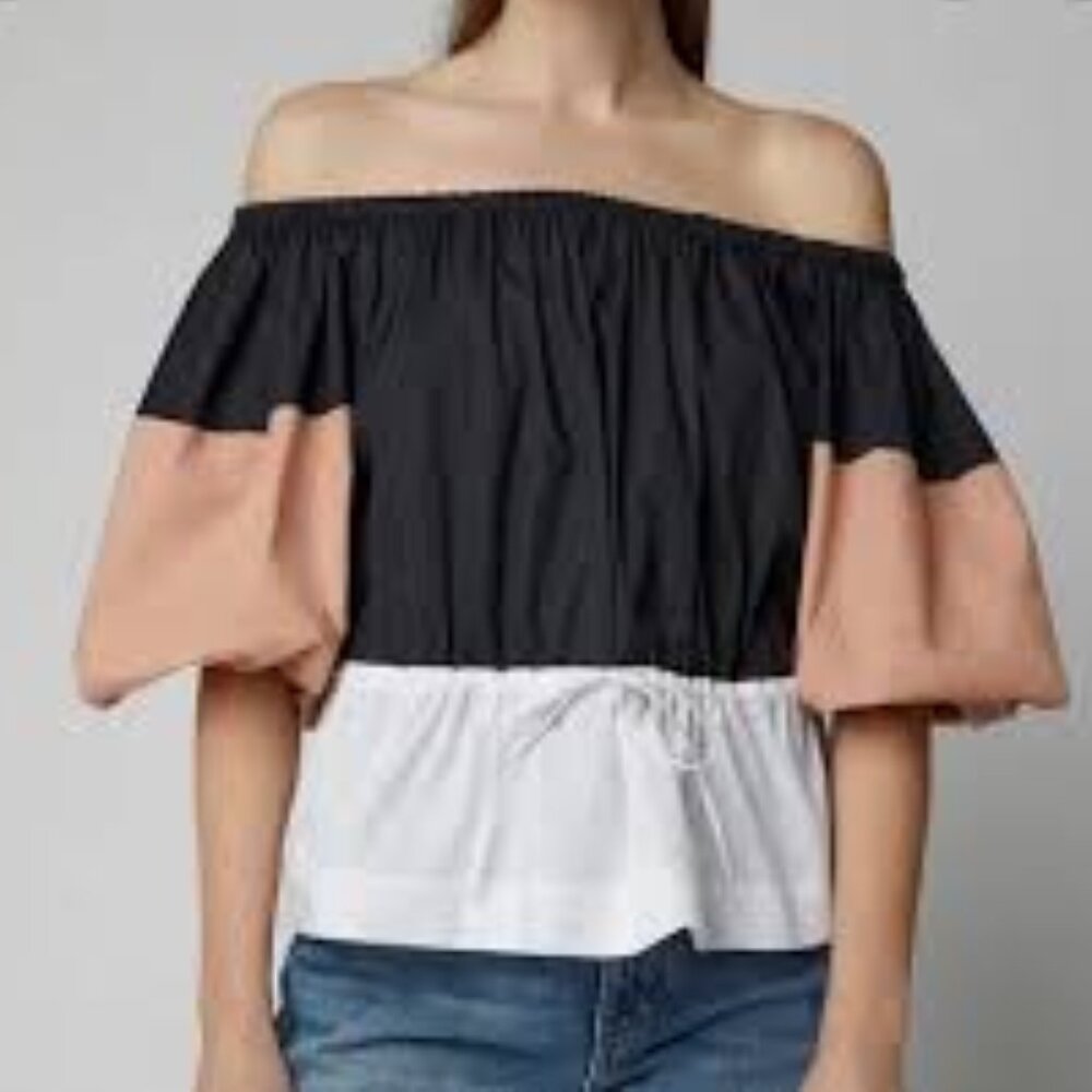 Staud Juliet Off Shoulder Top in Multicolor Cotton  size Medium /Large